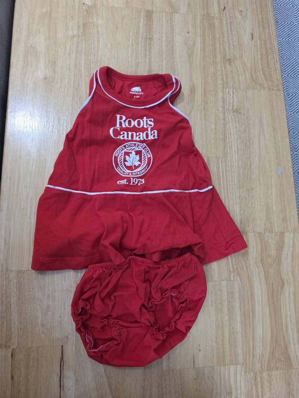 Roots Baby Red Tee with White Trim and Logo